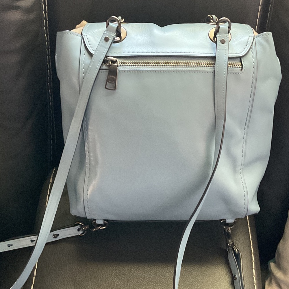 Coach Pale Blue Leather Turnlock Backpack - Picture 3 of 7